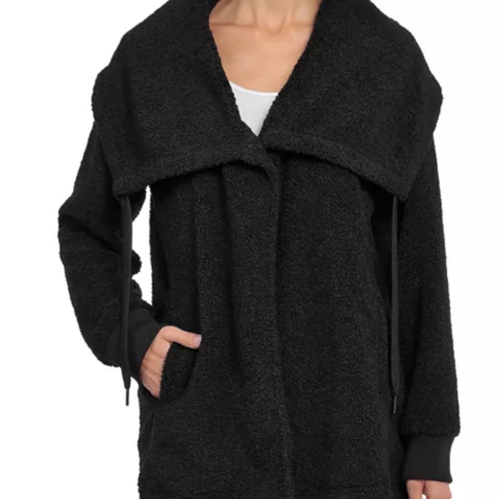 Bagatelle Collection Faux Sherpa Drawstring Collar Jacket Large,
